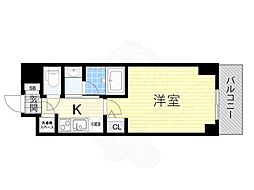 QCフラット北堀江 1Kの間取図画像