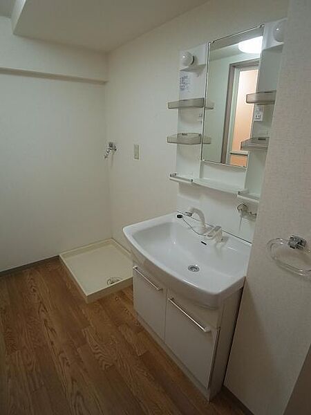 画像7:シャワー水栓付きの洗面台と室内洗濯機置き場です。