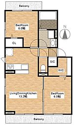 サン・タスクquatre 2LDKの間取図画像
