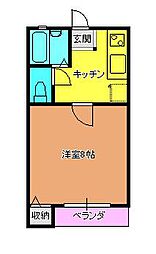 アドバンスA舘 1Kの間取図画像