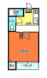 大久ハイツ 1Kの間取図画像