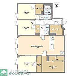 エフローレプルミエ武蔵小山 1階3SLDKの間取り