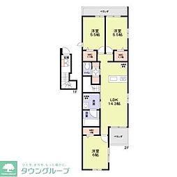 フルール池上 2階3LDKの間取り