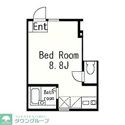 カーサプレイス大田中央 1階ワンルームの間取り