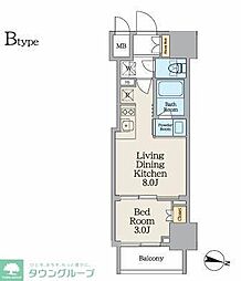 クレストコート池上 12階1LDKの間取り