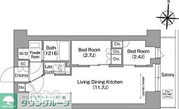 コンフォリア・リヴ南品川 5階2LDKの間取り