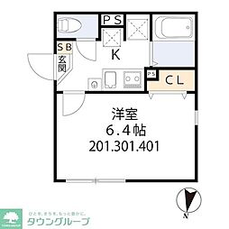 グラシア・ベイ大森 3階1Kの間取り