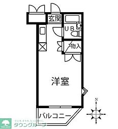 ＳｕｎＶｉｓｔａ池上 3階ワンルームの間取り
