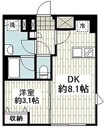 デュオメゾン羽田サウス 1階1DKの間取り