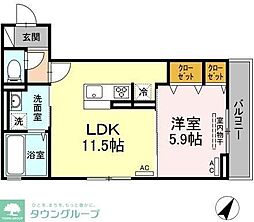 セジュール大森東 3階1LDKの間取り