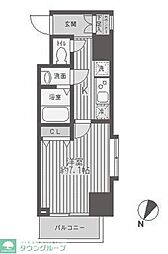 レジディア蒲田 12階1Kの間取り