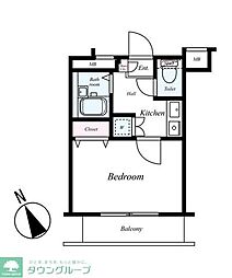 シンシア蒲田ステーションプラザ 602 6階1Kの間取り