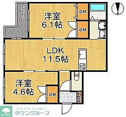 Ｇｒａｎｄ　Ｍ　Ｒｅｖｅｕｒ 1階2LDKの間取り