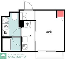 グランハイム雑色 2階1Kの間取り
