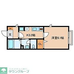 サウスコート 1Kの間取図画像