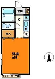 キャッスル多摩川 1Kの間取図画像