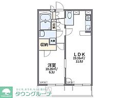 レオパレスリバーパーク 1LDKの間取図画像