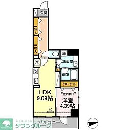 ルミエール品川橋 1LDKの間取図画像