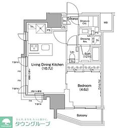ザ・パークハビオ荏原中延駅前 1LDKの間取図画像