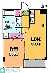 月村マンションNo.11 1LDKの間取図画像