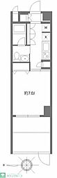 ガーデン萩中 1Kの間取図画像