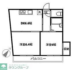 池上台コーポ 2DKの間取図画像