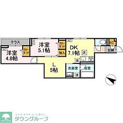 セレスティア大森東 2LDKの間取図画像