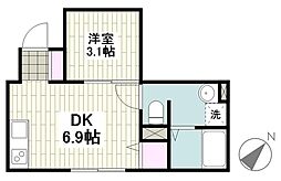 グランシナジー大森 1DKの間取図画像