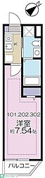 プラージュ白金台 1Kの間取図画像