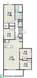 大田区多摩川2丁目マンション 4LDKの間取図画像