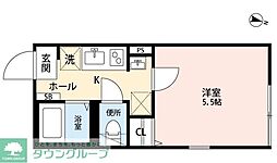 グランクオール久が原 1Kの間取図画像