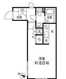 Branche大森山王 3階ワンルームの間取り