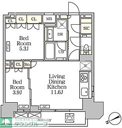 JR京浜東北・根岸線 大森駅 徒歩2分の賃貸マンション 16階2LDKの間取り