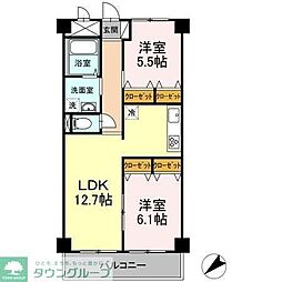 都営浅草線 馬込駅 徒歩14分の賃貸マンション 1階2LDKの間取り
