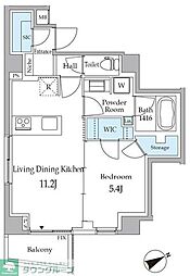 都営浅草線 高輪台駅 徒歩5分の賃貸マンション 1階1LDKの間取り