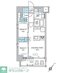 JR京浜東北・根岸線 大森駅 徒歩11分の賃貸マンション 10階2LDKの間取り