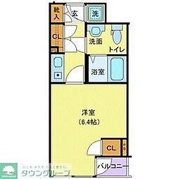 都営浅草線 高輪台駅 徒歩6分の賃貸マンション 2階1Kの間取り