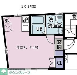 東急目黒線 西小山駅 徒歩7分の賃貸マンション 1階ワンルームの間取り