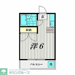 東急池上線 池上駅 徒歩8分の賃貸マンション 1階ワンルームの間取り