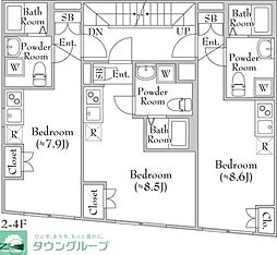 東急池上線 長原駅 徒歩3分の賃貸マンション 4階ワンルームの間取り
