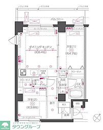 東急多摩川線 鵜の木駅 徒歩7分の賃貸マンション 4階2DKの間取り