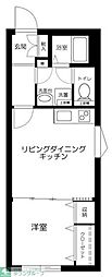 東急池上線 御嶽山駅 徒歩1分の賃貸マンション 2階1DKの間取り