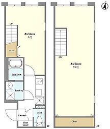 東急目黒線 西小山駅 徒歩5分の賃貸マンション 4階2Kの間取り