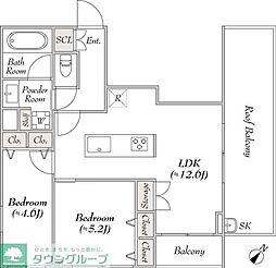 東急池上線 洗足池駅 徒歩6分の賃貸マンション 4階2LDKの間取り