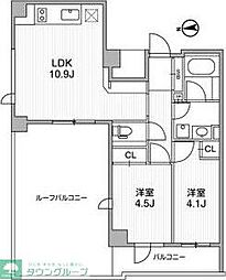 都営浅草線 馬込駅 徒歩5分の賃貸マンション 3階2LDKの間取り
