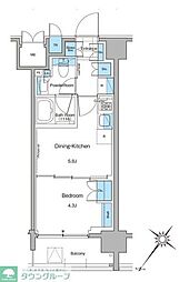 JR横須賀線 西大井駅 徒歩3分の賃貸マンション 8階1DKの間取り