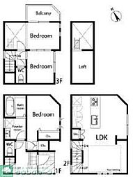 都営三田線 白金台駅 徒歩9分の賃貸一戸建て 1階3LDKの間取り