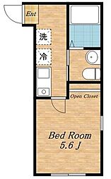 東急池上線 長原駅 徒歩8分の賃貸アパート 2階1Kの間取り