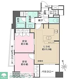 東急目黒線 武蔵小山駅 徒歩2分の賃貸マンション 7階2LDKの間取り