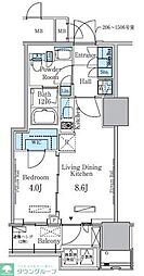 都営大江戸線 勝どき駅 徒歩12分の賃貸マンション 15階1LDKの間取り